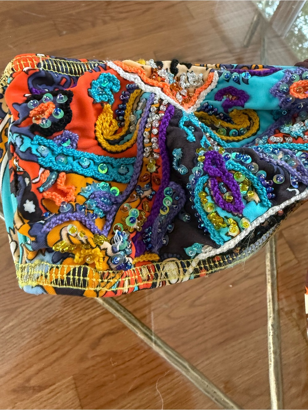 Agua Bendita Rare Carousel Edition Hand Embroidered Crochet Beadwork Bikini Sz S - Picture 12 of 16